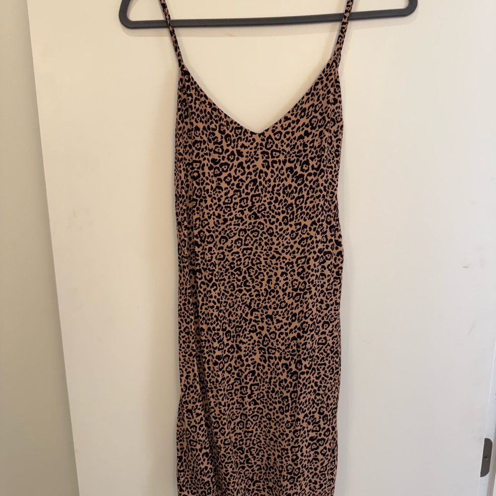 Reformation Animal Print Midi Dress - Black and Tan